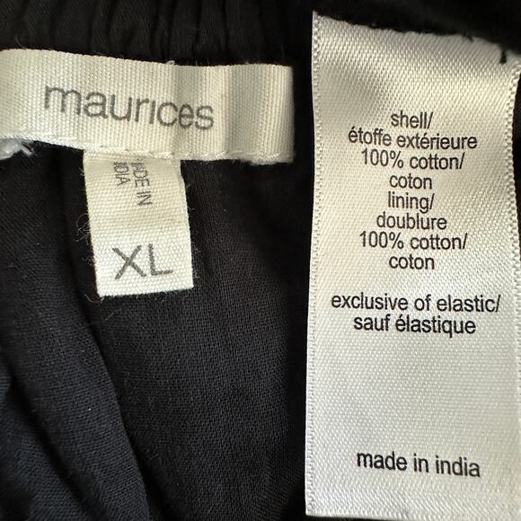 Maurices Tiered Dress XL Black Cotton Double Gauze Coastal Boho Cottage $45 - Picture 8 of 10